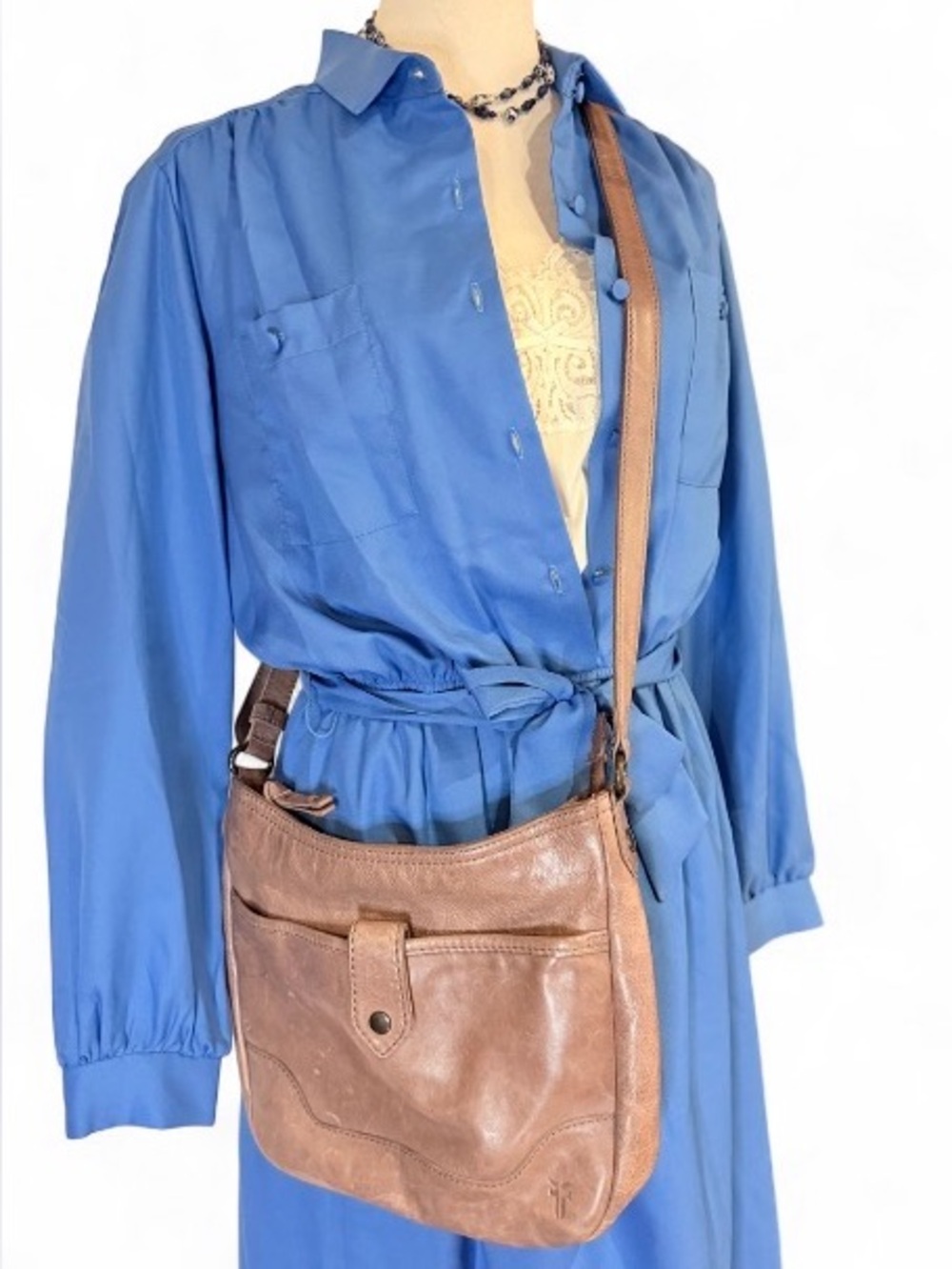 FRYE Genuine Leather Crossbody Saddle Shoulder Bag Purse | Coffee Taupe